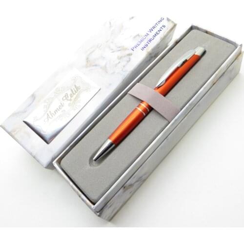 Wings Marble T158 Orange Chrome Ballpoint Pen | İsme Special Pen | Gift Pen