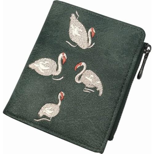 Trend Embroidery Small purse woman Korean Fashion Girls mini wallet Zipper Womens leather wallet New Short carteira feminina