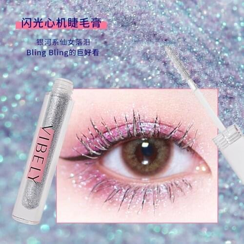 VIBELY diamond glitter mascara quick dry water drop makeup long lasting waterproof curling thick shiny eyelash mascara