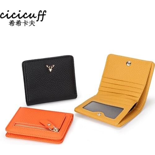 Womens Wallets and Purses Genuine Leather Fashion Short Money Bag Female Mini Wallet Luxury Design Hasp Coin Purse Small Wallet