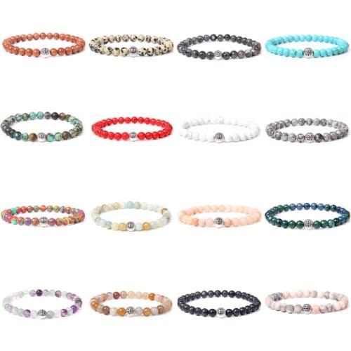 6 mm Natural Chakra Stone Beads Bracelets For Women Handmade Elastic Bracelet Men Black Turquois Lucky Energy Charm Jewelry