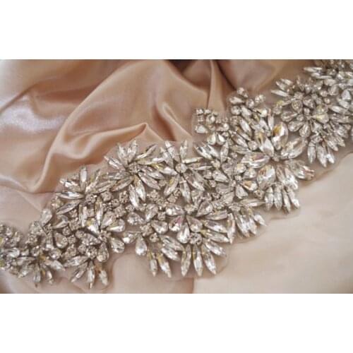 1 Piece Crystal Rhinestone Bridal Sash Applique, Rhinestone Bridal Belt Wedding Sash Belt Wedding Belt