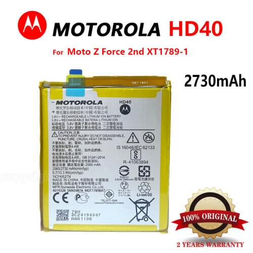 100% Original 2730mAh HD40 SNN5987A Battery For Motorola Moto Z Force 2nd Moto Z Force 2nd gen Moto Z2 Force XT1789-1