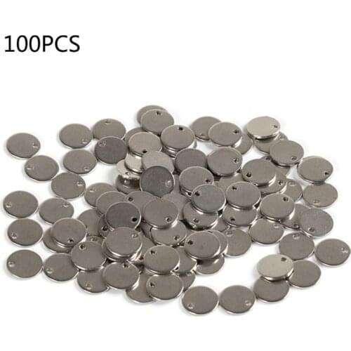 100Pc Stainless Steel Sliver Round Dog Tag Stamping Blank Pendant Jewelry Making LX9E