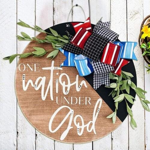 12Inch Independence Day Door Sign, Welcome Door Sign Wood Front Porch Decor Farmhouse Wooden Hanging Vertical Sign