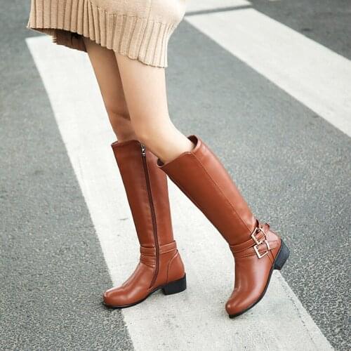 2020 fashion casual womens boots winter low heel shoes quality long comfortable thigh high boots zipper knee fashion boots