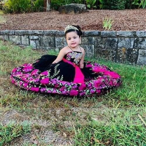 2021 Ball Gown Appliques Children Princess Dress Beauty Pageant Dress Puffy Flower Girl Birthday Dress Photography Dress