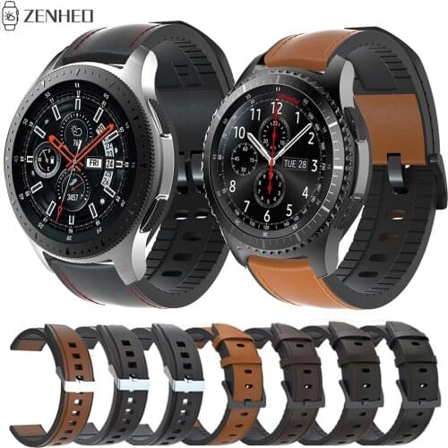 22mm Silicone Leather Strap For Samsung Gear S3 Frontier/Classic Watch Band Replacement Watchband For Samsung Galaxy Watch 46mm