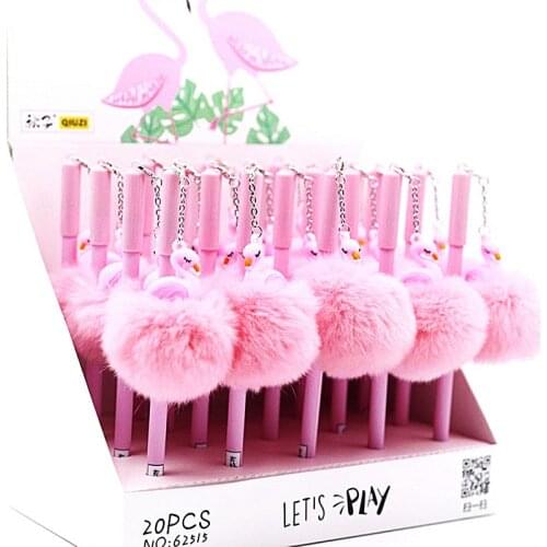 3pcs Pink Flamingo Party Favors Pens Kawaii Plush Cartoon For Kids Birthday Wedding Favors Gift to Guests Baby Shower Decoration