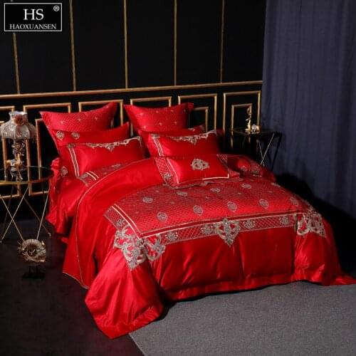 Paisley Grid Design 4/6/9pcs Red Bedding Sets Jacquard Bed Linens Bedspread Cushion Cover Pillowcase Quilt Cover Bed Sheets