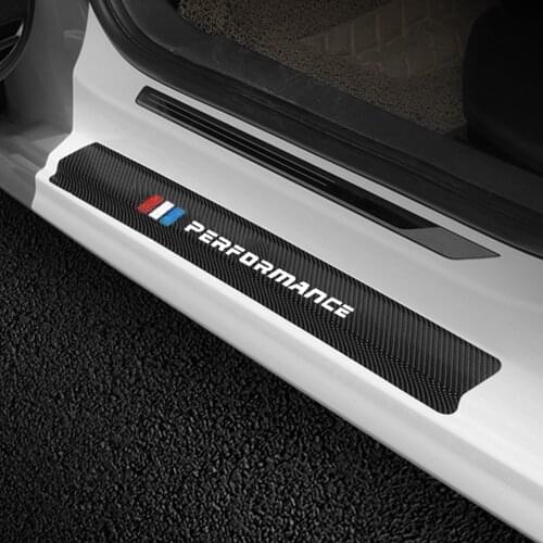 4 pcs Leather Protective Stickers Carbon Fiber Car Door Sill Sticker For BMW E46 E36 E34 F10 E90 F30 E60 F30 E53 E30 E92 E87