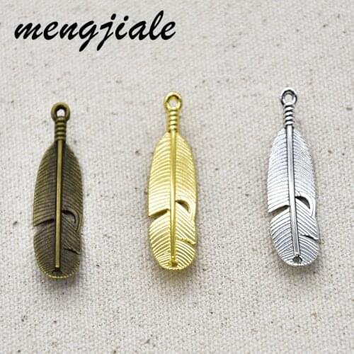 7pcs Vintage Alloy Metal Feather Charms For Jewelry Making Finding Accessories Wholesale