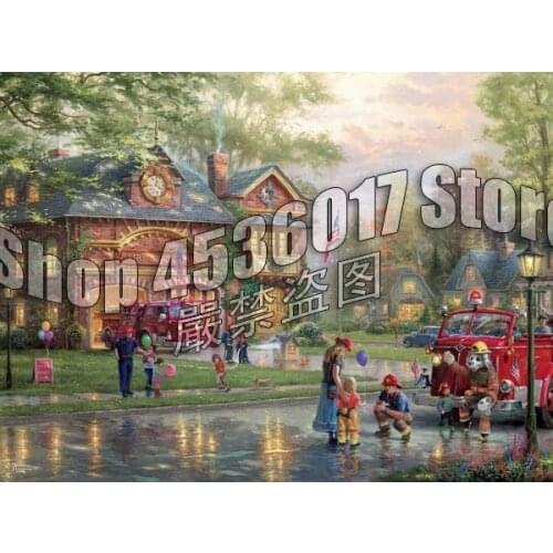 Diamond Mosaic DIY Diamond Painting Cross Stitch Hometown Firehouse Home Decor Picture Of Rhinestone Full Square Handmade Gift