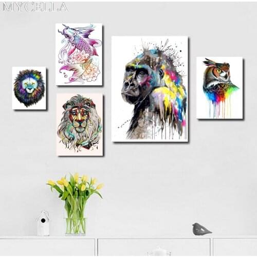 MYCELLA Full Diy Diamond Embroidery Animal Tiger Baboon Owl Lion Diamond Painting Cross Stitch Mosaic Needlework Christmas Gift