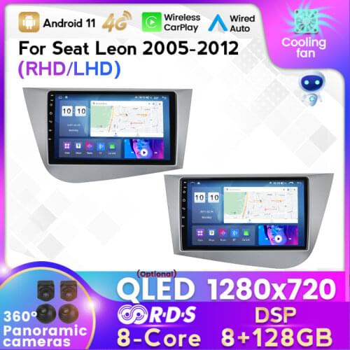 6GB+128GB Android 11 4G LTE Car Radio for Seat Leon 2 MK2 2005-2012 GPS Navigation Multimedia Player with Carplay Auto WIFI RDS