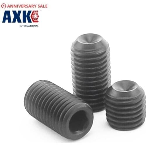 Axk 100pcs Din916 Grade 12.9 M3*2/3/4/5/6/8 Allen Head Hex Socket Set Screw Grub