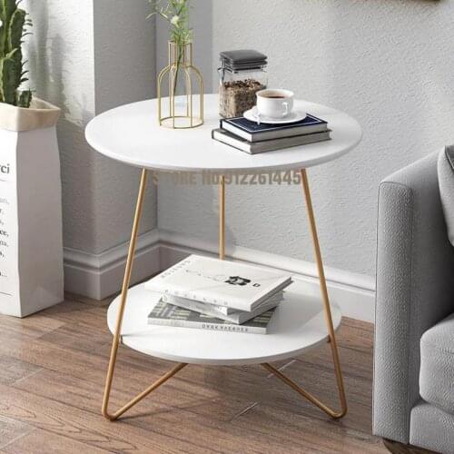 Nordic Tea Table Simple Modern Living Room Metal Leg Round Table Creative Sofa Edge Light Luxury Small Family Balcony Tea Table