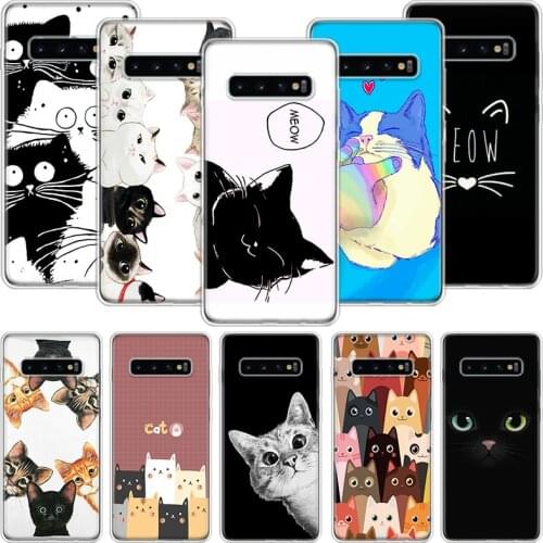 Cat Cute Kitten Cartoon Phone Case For Samsung Galaxy A51 A71 A70 A50 A40 A30 A20E A10 A01 A21 A41 A20S A6 A7 A8 A9 Coque Cover