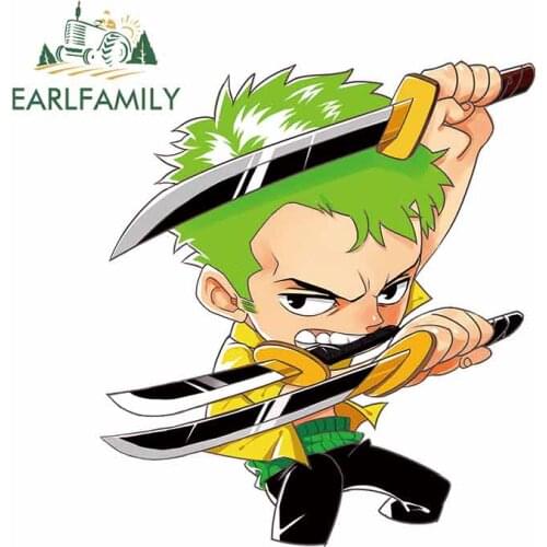EARLFAMILY 13cm x 12.1cm for Roronoa Zoro Camper Truck Decal Waterproof Anime Waterproof 3D Car Sticker Vinyl Car Wrap