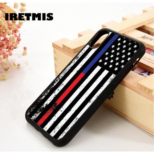 Iretmis 5 5S SE 6 6S Soft TPU Silicone phone case cover for iPhone 7 8 plus X Xs 11 Pro Max XR Thin Red Line Fire fighter