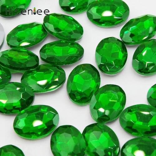 Emerald Color Oval Shape Pointback Glass Fancy Rhinestone for Dress 4x6mm 6x8mm 8x10mm 10x12mm 10x14mm 13x18mm 18x25mm 20x30mm