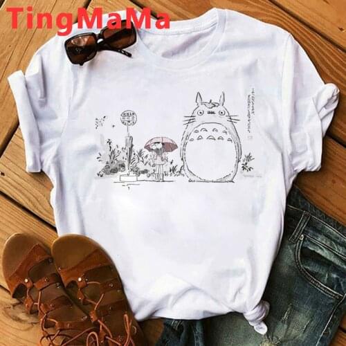 Kawaii Studio Ghibli Totoro Anime T Shirt Women Funny Miyazaki Hayao Graphic Manga T-shirt Harajuku Cartoon Graphic Tees Female