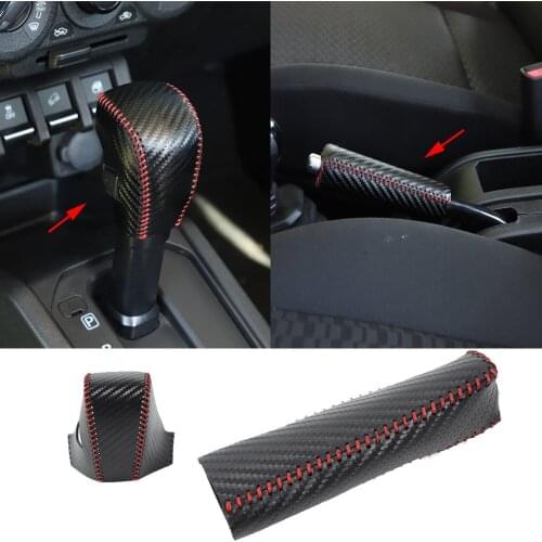 Headbrake & Gear Knob Leather Case Cover Red Line Fit For Suzuki Jimny 2019-2020