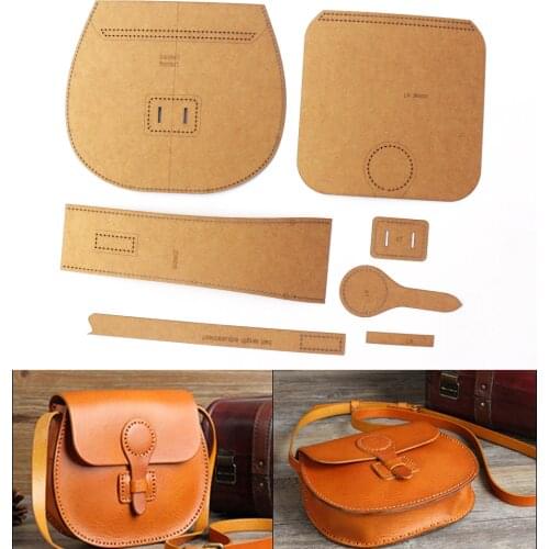 Diy Leather kraft handbag sewing pattern diy handmade craft template size 21x19x6.5cm