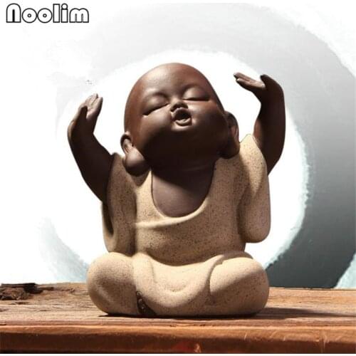 Creative Purple Clay Handmade Little Monk Tea Pet Ceramic Kung Fu Small Buddha Statue Teahouse Table Decoration Ornaments