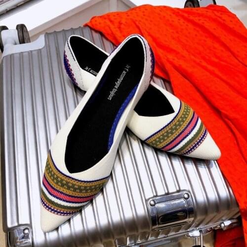 Summer Woven Flat Shoes Knit Ballet Shoes Women Pointed Shallow Casual Boat Shoes Breathable Nurse Pregnant Shoes Zapatos De 68