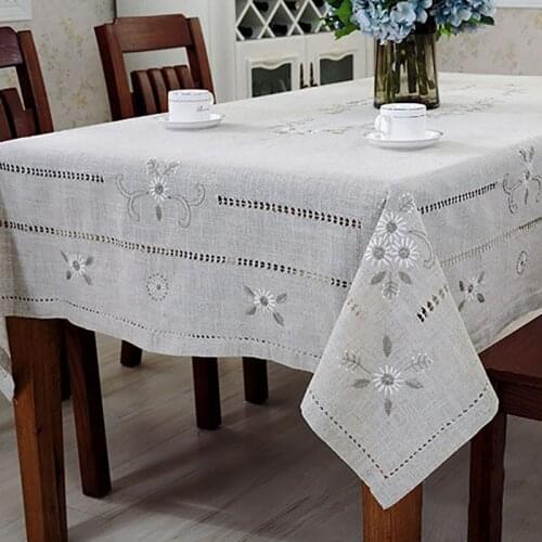 Linen Table Cloth Woven Printed Pastoral Embroidery Handmade Christmas Tablecloth Mantel Para Mesa Nappe Toalha De Mesa