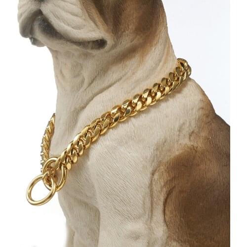 10mm Strong Golden Color Stainless Steel Metal Dogs Training Choke Chain Collars for Large Dogs Pitbull Bulldog Slip