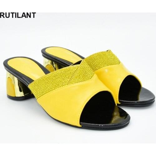 Fashion Style Women Pumps 2020 Special Arrivals Wedding Yellow Color Nigeriain Shoes Ladies Shoes Summer Slippers Good Quality