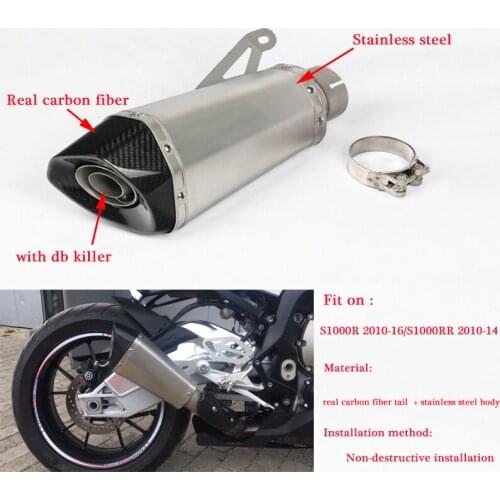 Motorcycle Stainless Steel Carbon Fiber 51mm Head Tail Exhaust System Silp on for BMW S1000R 2010-16 S1000RR 2010-14