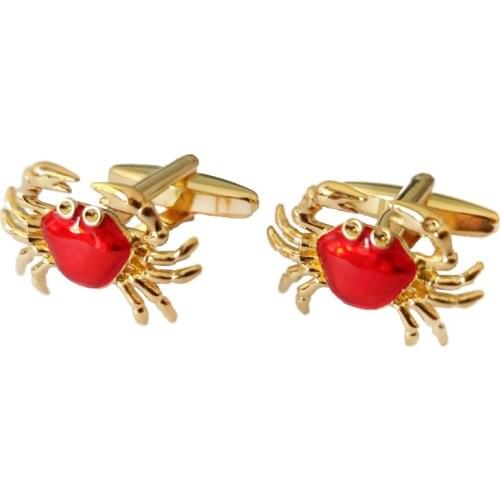 Men Cufflinks Gold Plated Red Crab Cuff Jewelry Novelty Classic Cuff Links Gifts For Men High Quality