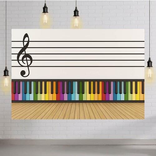 Music Backdrop Piano Party Black and White Color Keys Theme Symbols Birthday Background YouTube Photography Backdrop Photo Booth