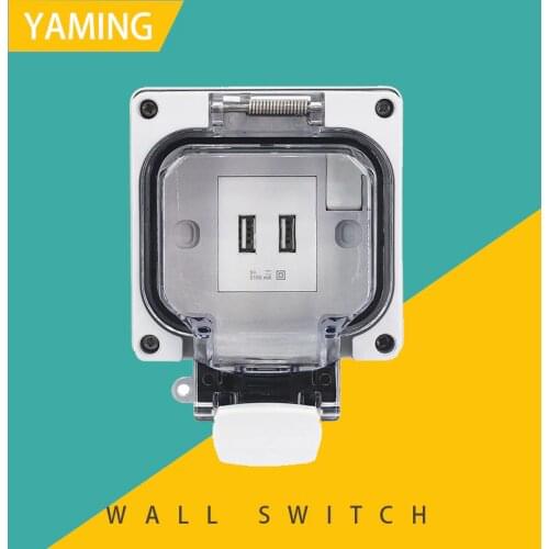 Outdoor Waterproof USB Wall Switch Type 86 Concealed Rainproof Socket With Protective Cover IP66
