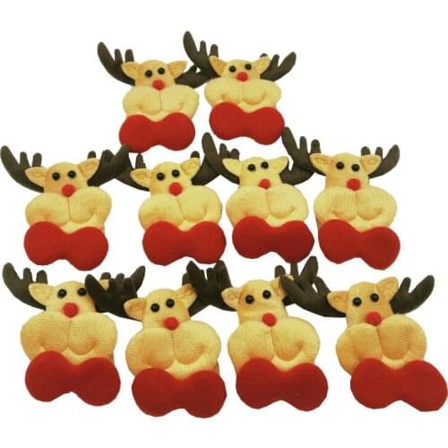 Elk Patch Christmas Ornaments Merry Christmas Favor Party Decorations for Home New Year Gift 3D Felt Appliques DIY Accessories
