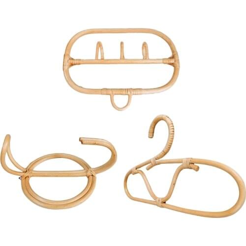 Nordic Natural Rattan Wall Hooks Clothes Hanger Hanging Hat Coat Organizer Rack Home Hotel Kids Room Decoration Y1QB