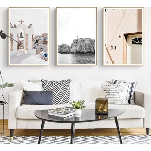 Nordic Poster Mountain Landscape Wall Art Canvas Painting Church Posters and prints Wall Pictures for Living Room Home Decor