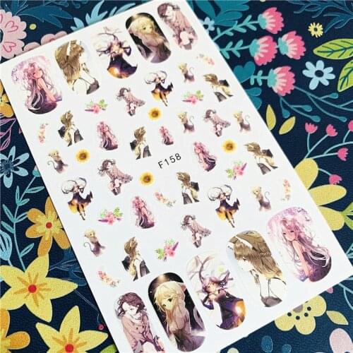 Newest F-155-156-157-158-159 Anime girl 3d nail art sticker nail decal stamping export japan designs rhinestones decorations