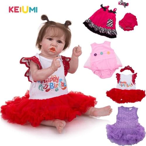 22-23 Inch Full Silicone Reborn Baby Girl Doll Clothes Fashion Baby Dress Doll Accessories For Kids DIY Game For Clearance