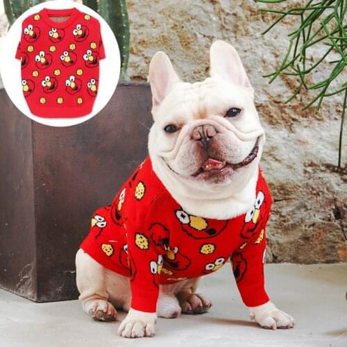 Cute cartoon Dog Sweater Pet Casual Outfit Costume Fashion Cardigan Sweater Knit Jacket For Schnauzer Bulldog Puppy Clothes