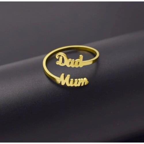 QIAMNI Creative Family Dad Son Mom Daughter Letter Ring Express Love Commemorate Gift Jewelry Women Men Alphabet Open Rings