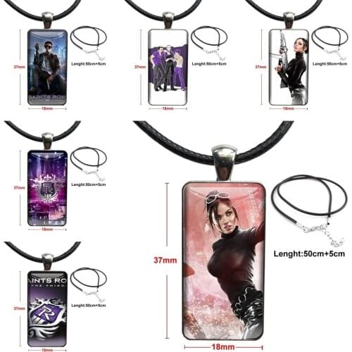 Sale On Saints Row The Third Jewelry With Steel Plated Glass Cabochon Choker Long Pendant Rectangle Necklace For ValentineS