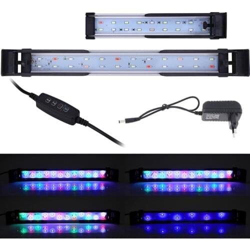 Adjustable Color Aquarium Light Timed Double Row LED Fish Tank Plant Lamp Waterproof Fish Tank Light Aquariums Decor Lighting