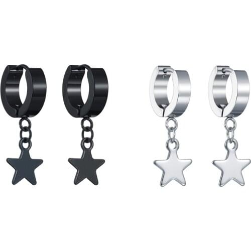 Punk Mens Stainless Steel Ear Stud Set Piercing Earrings Women Hip Hop Street Star Earrings Gift for Boyfriend Lover Jewelry