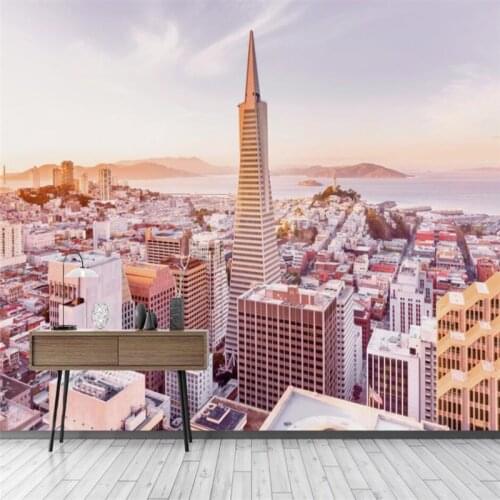 Wellyu Scandinavian modern hand-painted architecture city background wall painting large mural green wallpaper