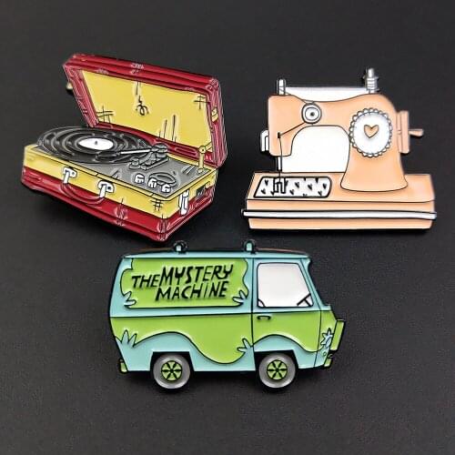 Funny Car Sewing Machine Enamel Pins Brooches diy Badges Metal Pin Gifts For Friends Jewelry Brooch For Clothes Backpack Hats