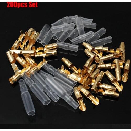 200pcs Car Bullet Terminals 3.9mm Male Female Electric Cable Wire Connector Socket Classic Terminal With Insulation Sheath